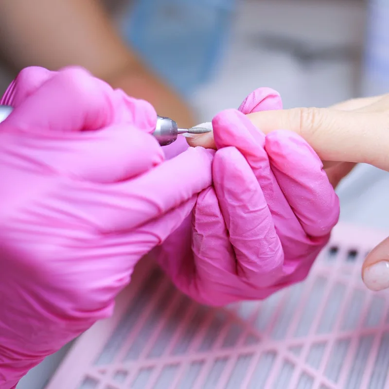 A manicure in progress at the Aura nail station