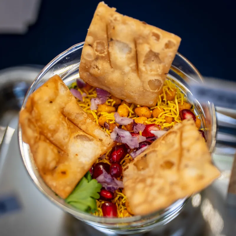 Banarasi chaat served close up in a bowl