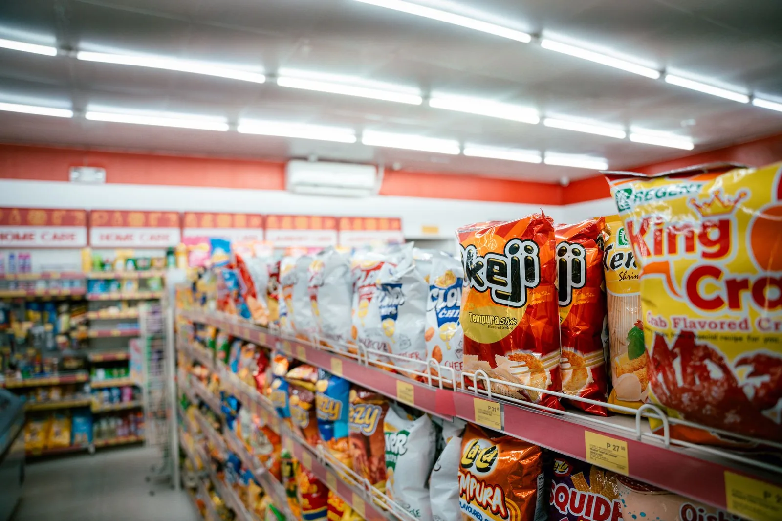 Bright, well-stocked neighbourhood general store interior