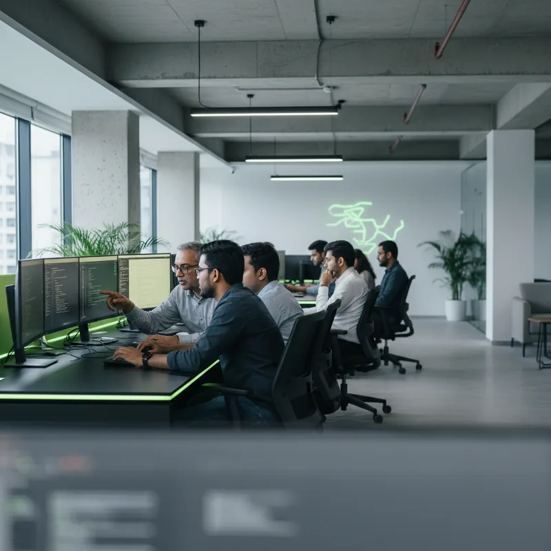 Hcode engineers collaborating at their Karnal studio