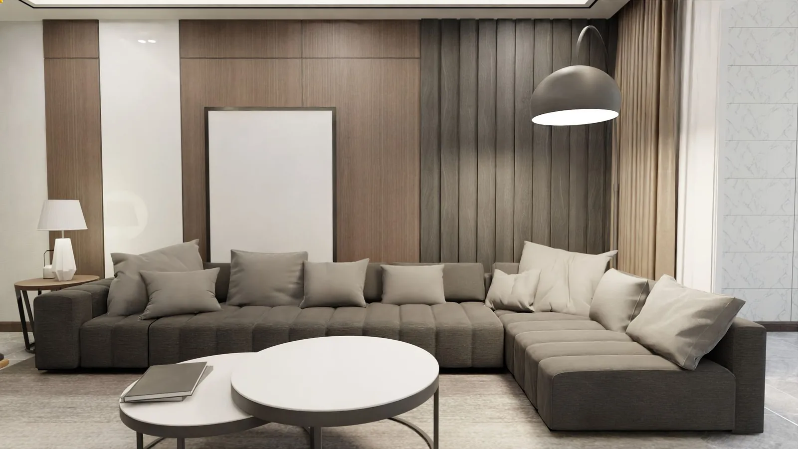 Elegant living room with a laminate feature wall