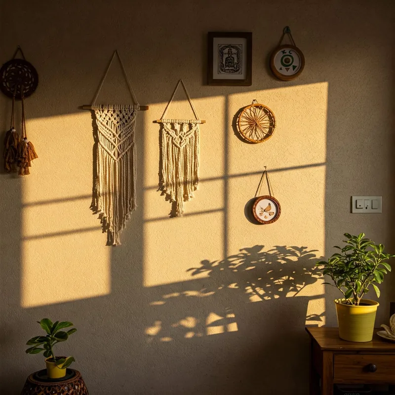 Handwoven wall hanging textile art