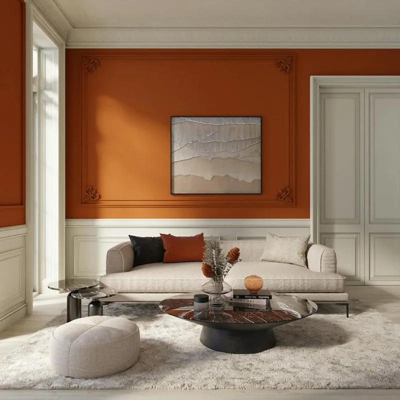 Handmade pouf ottoman in a styled living room