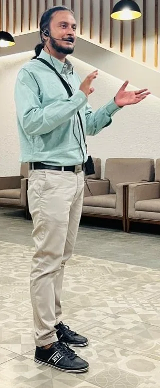 Kabir leading a live corporate wellness session