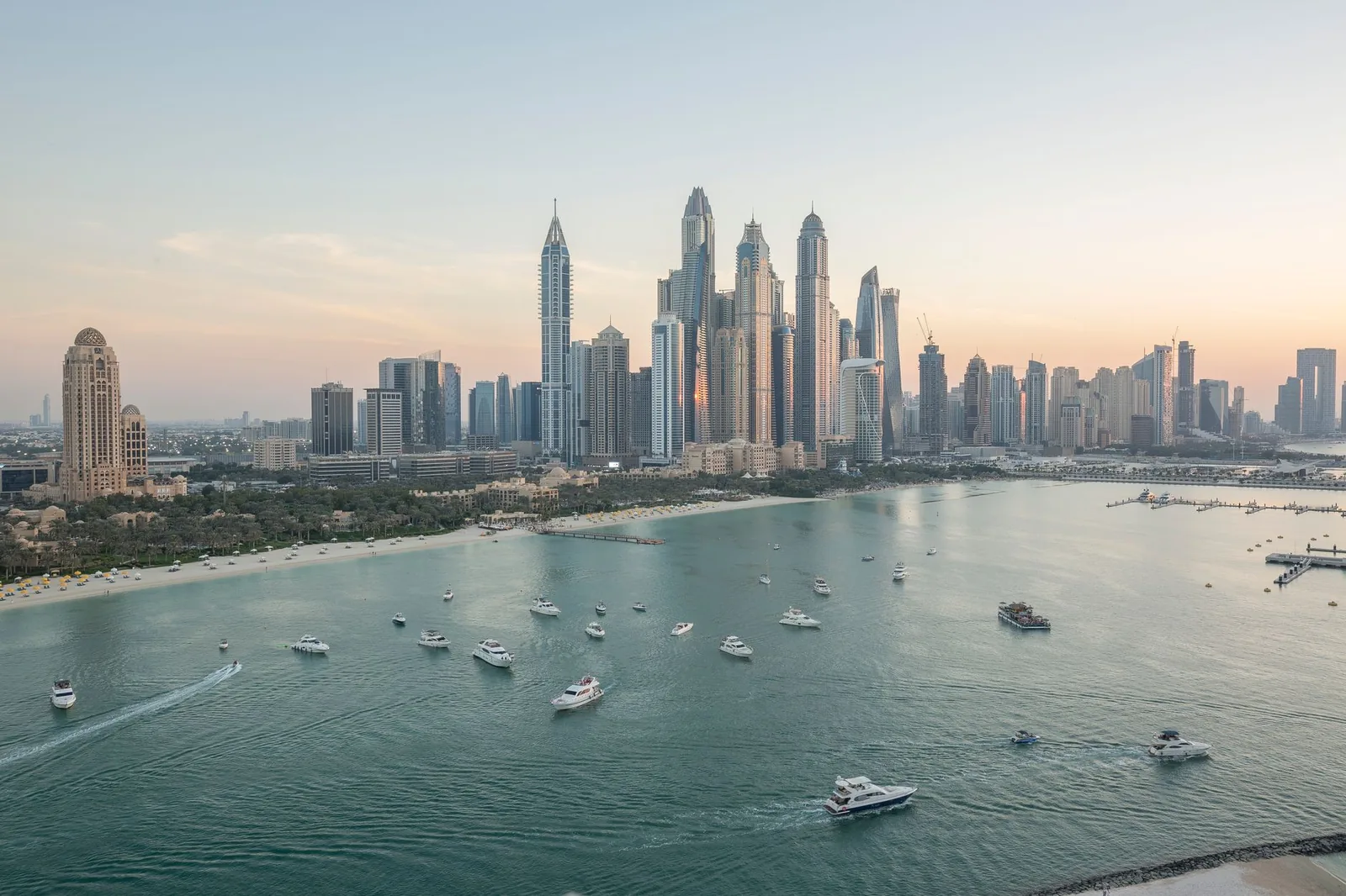 Glamorous holiday destination at sunset