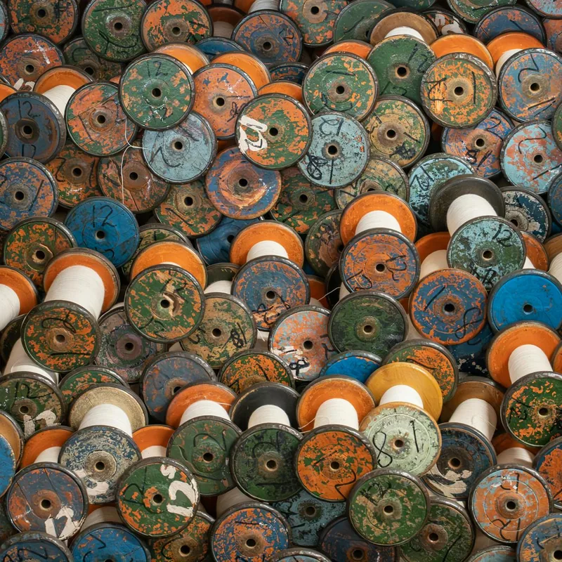 Close-up of colourful threads used for string art