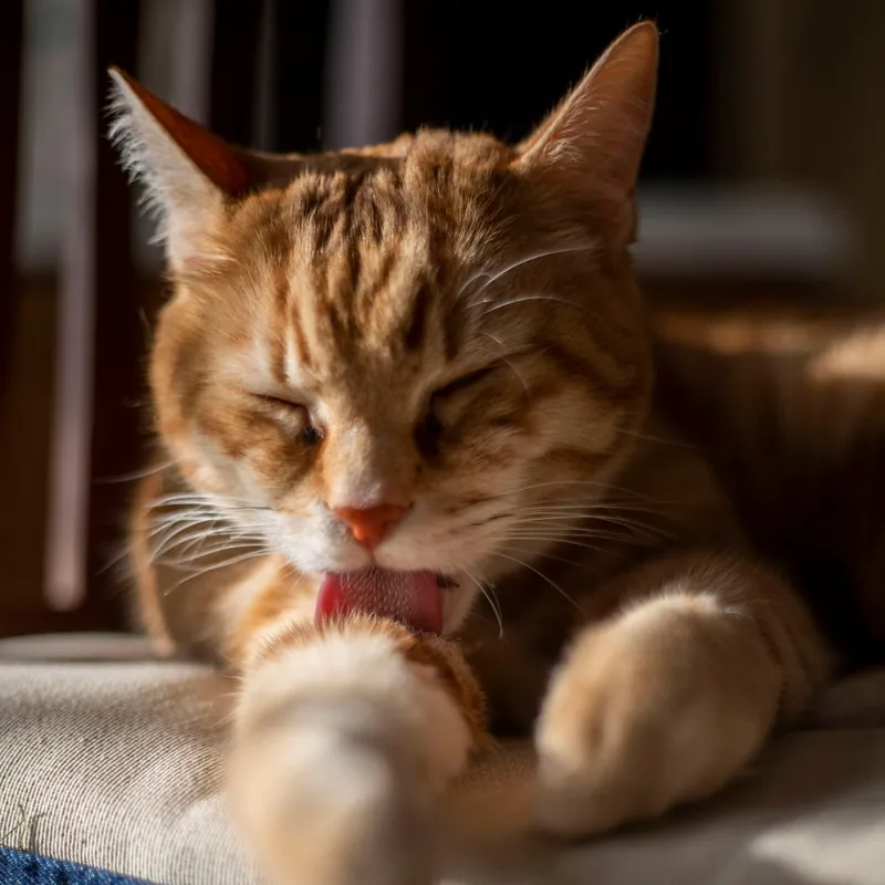 A cat being gently groomed