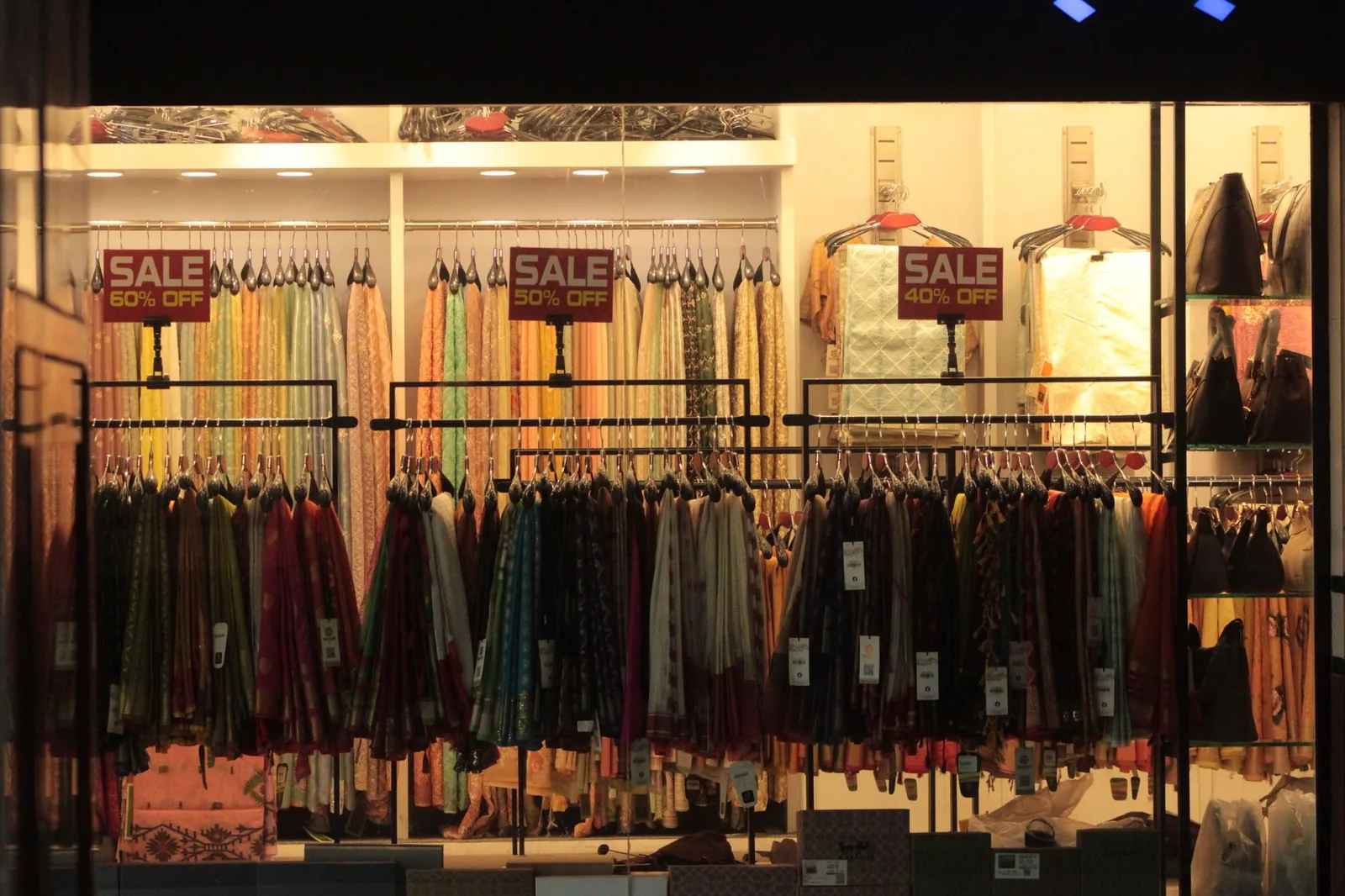Inside a ladies' wear clothing boutique